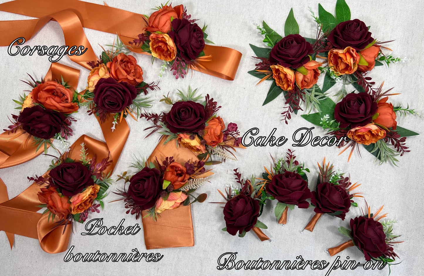 Orange Pocket Boutonniere Terracotta Groom Boutonnière Square Groomsmen Burgundy Burnt Orange Corsage Rust Artificial Flower