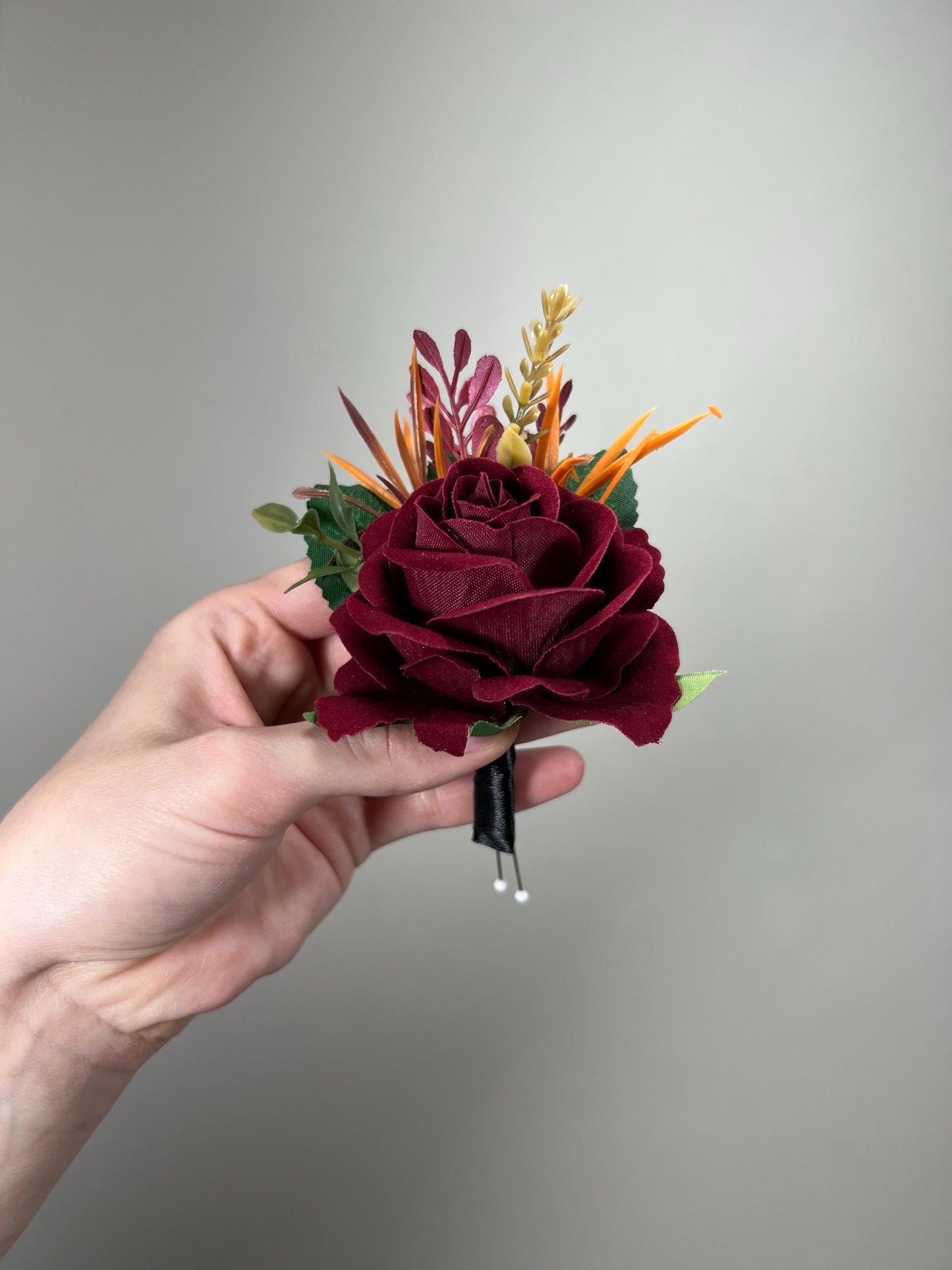 Burgundy Boutonnière Wedding Burnt Orange Wine Red Groom Boutonniere Terracotta Burgundy Groomsmen Boutonnières Fall Artificial Flower