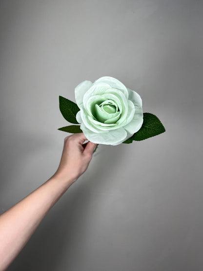 Teal Sea Glass Beach Mint Rose Artificial Flower Heads On Stem Light Teal Aqua Mist Ocean Breeze Coastal Blue Ocean Sage Green Seafoam Craft