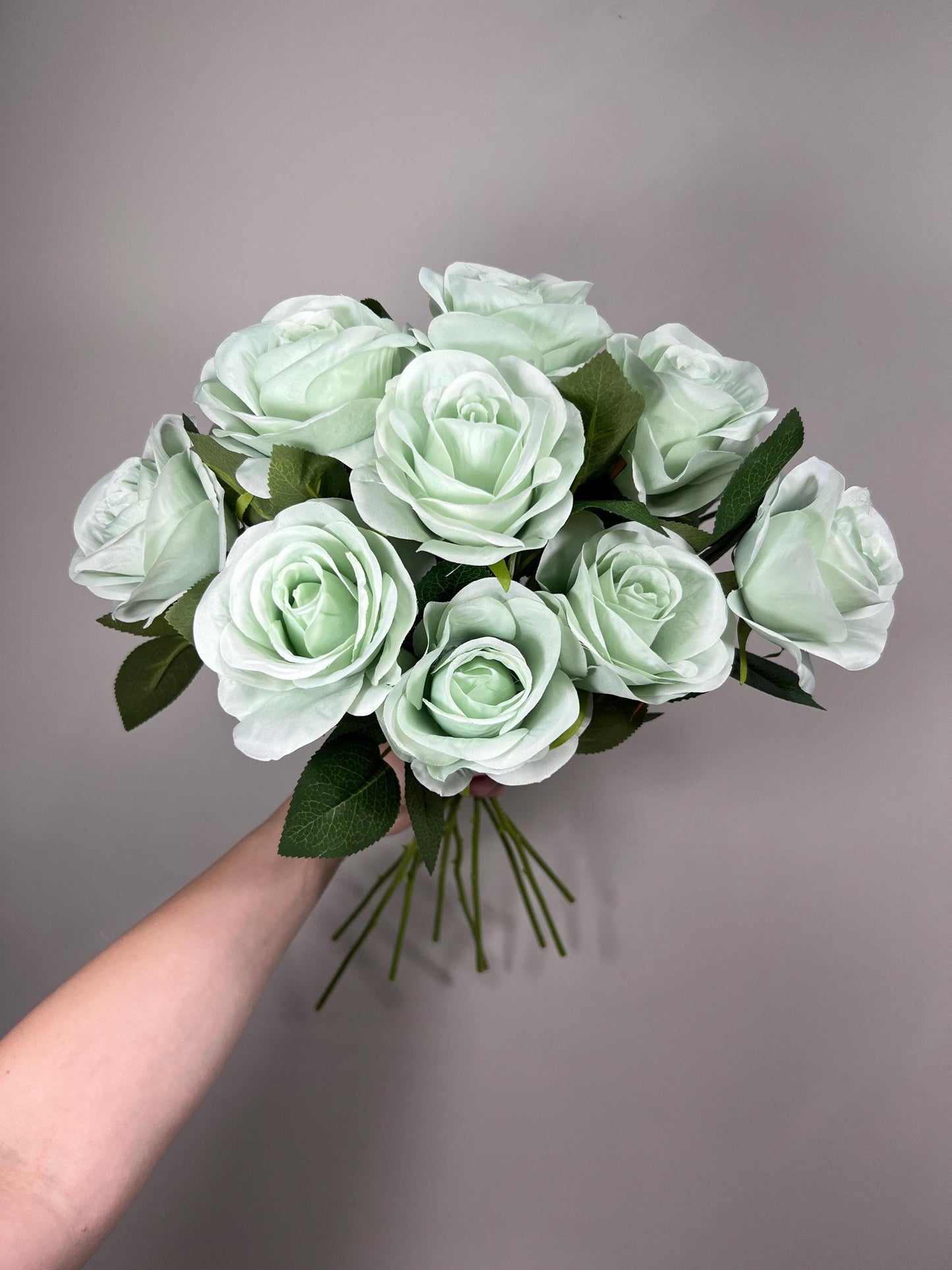 Teal Sea Glass Beach Mint Rose Artificial Flower Heads On Stem Light Teal Aqua Mist Ocean Breeze Coastal Blue Ocean Sage Green Seafoam Craft