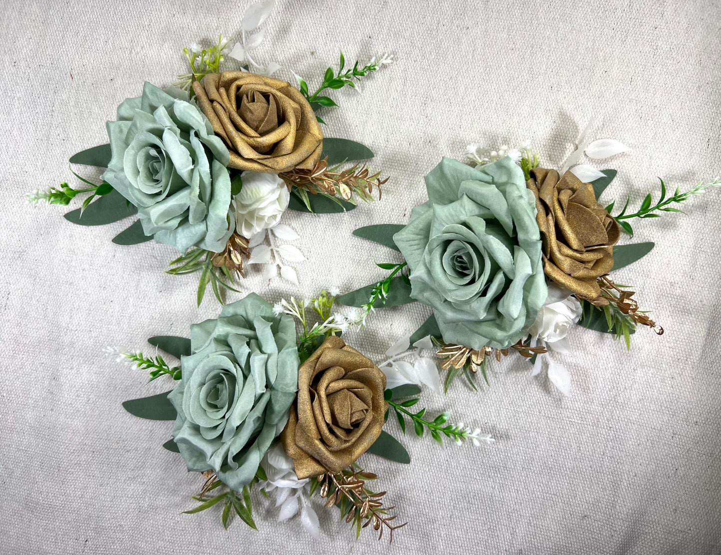 Sage Green Cake Decor Flower Wedding White Dusty Sage Green Gold Cake Arrangement Flower Artificial Ivory Sage Green Eucalyptus