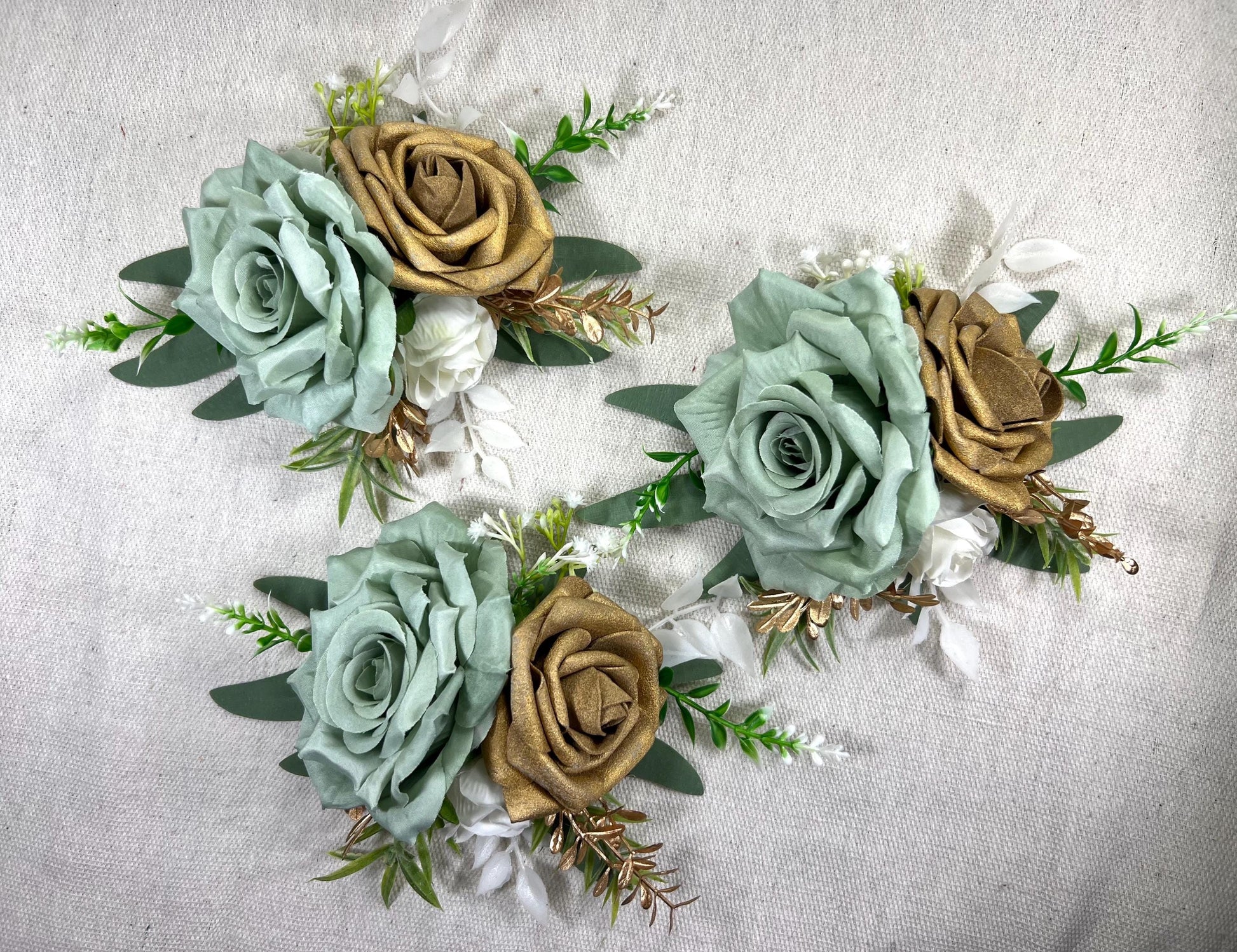 Sage Green Cake Decor Flower Wedding White Dusty Sage Green Gold Cake Arrangement Flower Artificial Ivory Sage Green Eucalyptus