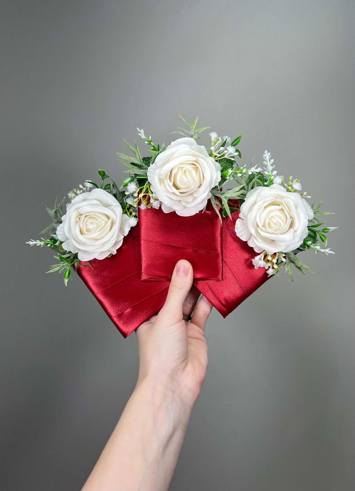 White Pocket Boutonniere Wedding White Rose Groom Ivory Boutonnières Groomsmen Red White Square Boutonnière Baby Breath Artificial Flower