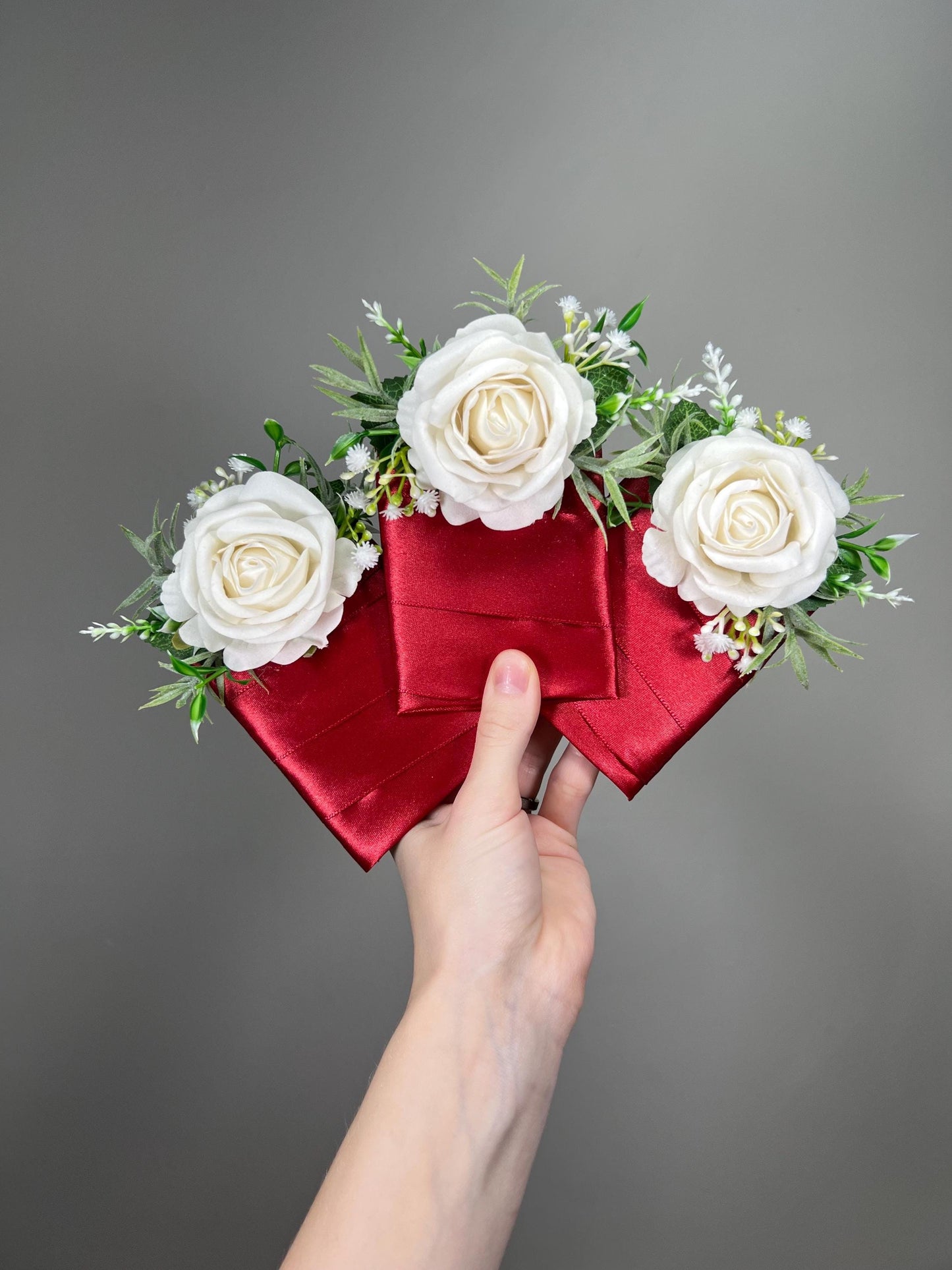 White Pocket Boutonniere Wedding White Rose Groom Ivory Boutonnières Groomsmen Red White Square Boutonnière Baby Breath Artificial Flower