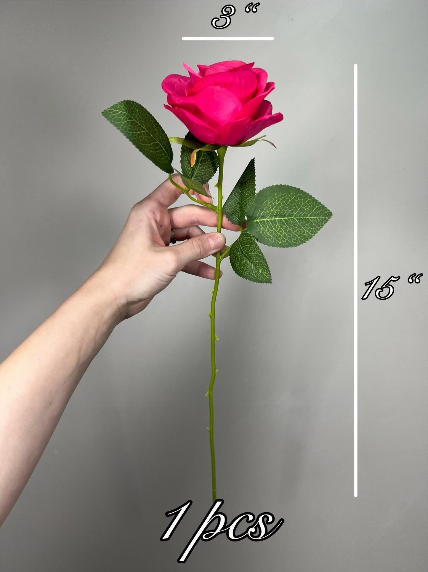 Fuchsia Roses Artificial Flower Heads with Stem Hot Pink Wedding Roses for Bouquet DIY Bright Pink Roses Real Touch Floral Supplies Flowers