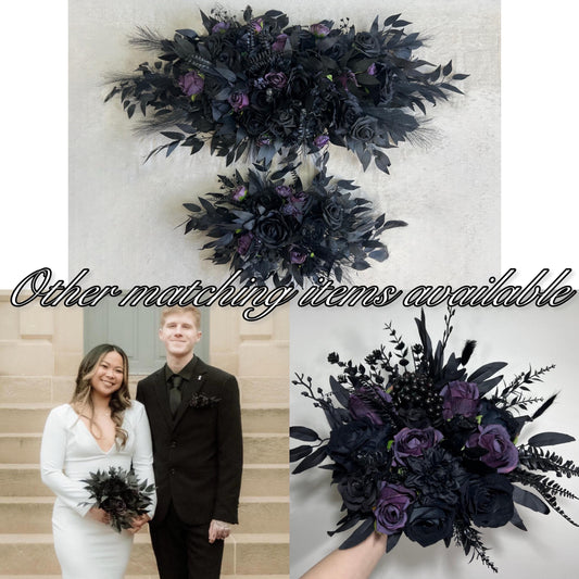 Black Purple Hair Pin Gothic Wedding Hair Pins Floral Plum Black Hair Accessories Artiticial Flower Hairpiece Black Dark Purple