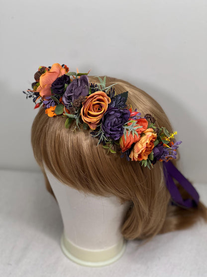 Burnt Orange Purple Bouquet Wedding Fall Plum Bridal Bouquet Terracotta Deep Purple Bouquet Bridesmaids Rust Sunset Artificial Flowers