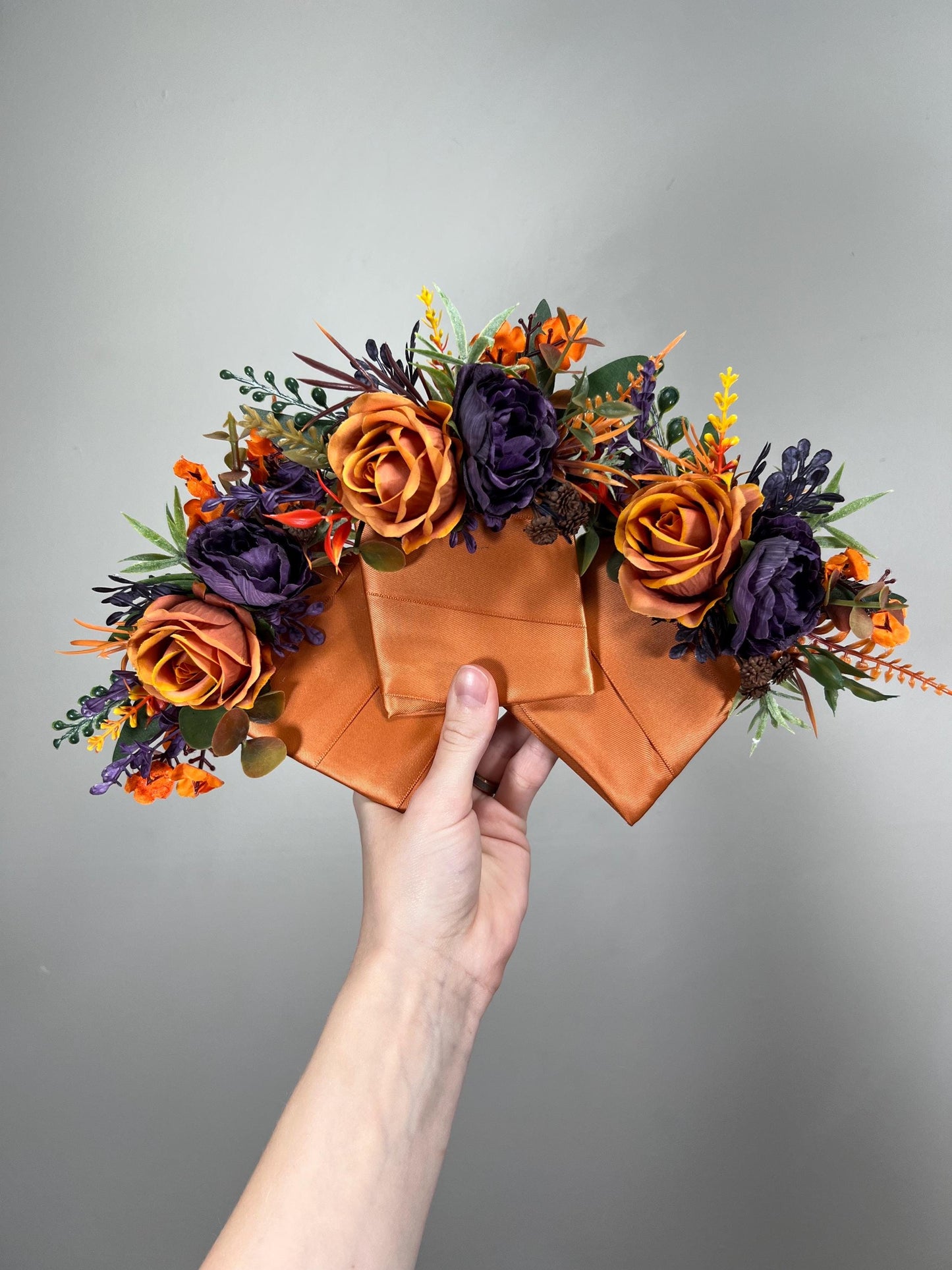 Terracotta Purple Pocket Boutonnière Wedding Plum Burnt Orange Groom Square Boutonnière Rust Groomamen Sunset Boutonnière Dark Purple Fall