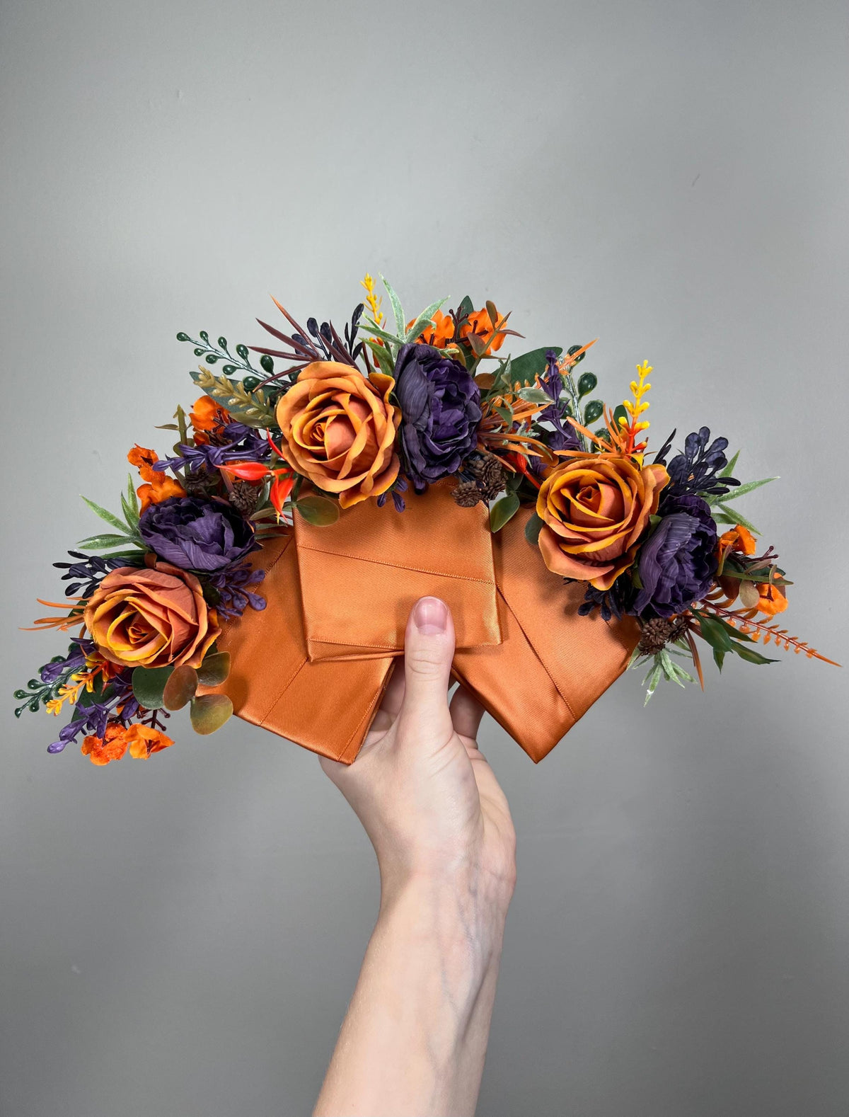 Terracotta Purple Pocket Boutonnière Wedding Plum Burnt Orange Groom Square Boutonnière Rust Groomamen Sunset Boutonnière Dark Purple Fall