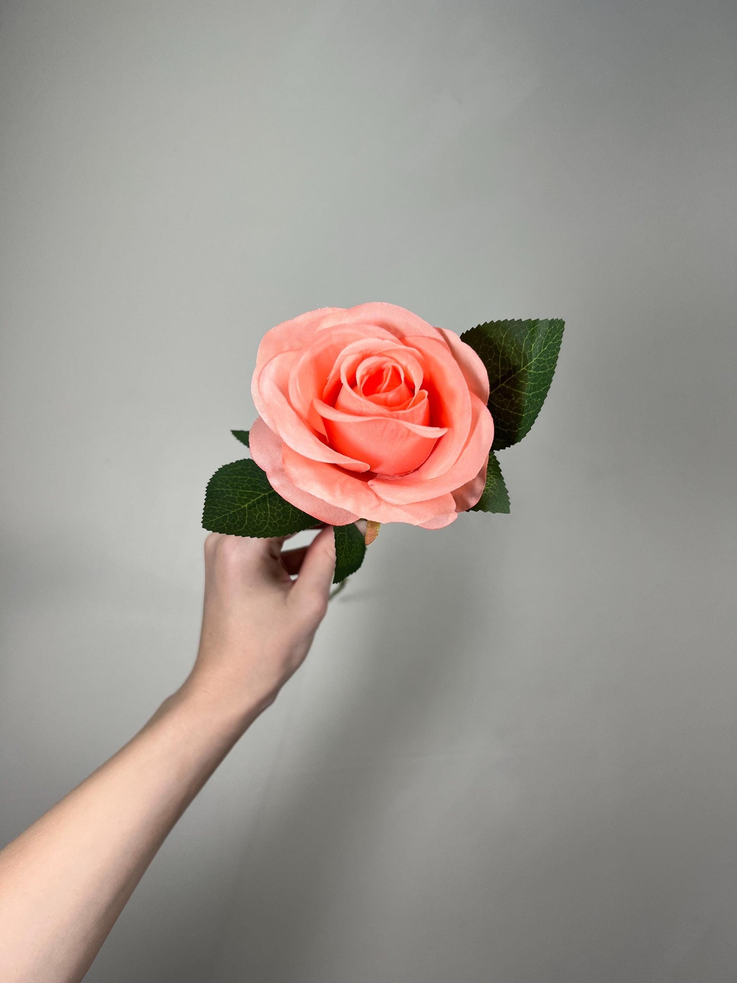 Coral Roses Artificial Flower Heads with Stem Peach Wedding Roses for Bouquet DIY Coral Roses Real Touch Floral Supplies Faux Flowers