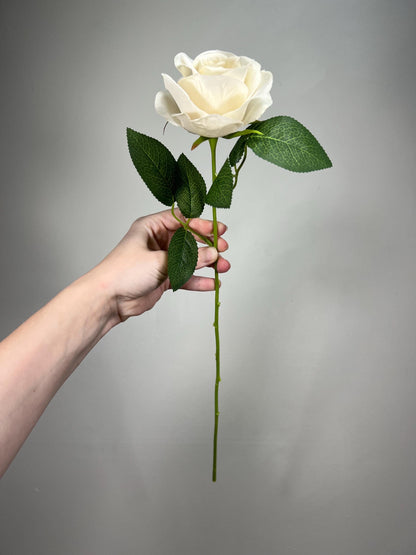 Beige Roses Artificial Flower Heads with Stem Ivory Wedding Roses for Bouquet DIY Cream Roses Real Touch Floral Off White Supplies Flowers