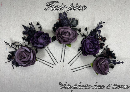 Black Purple Pocket Boutonniere Wedding Plum Groom Square Boutonniere Gothic Dark Purple Black Boutonniere Groomsmen Pocket Boutonnière
