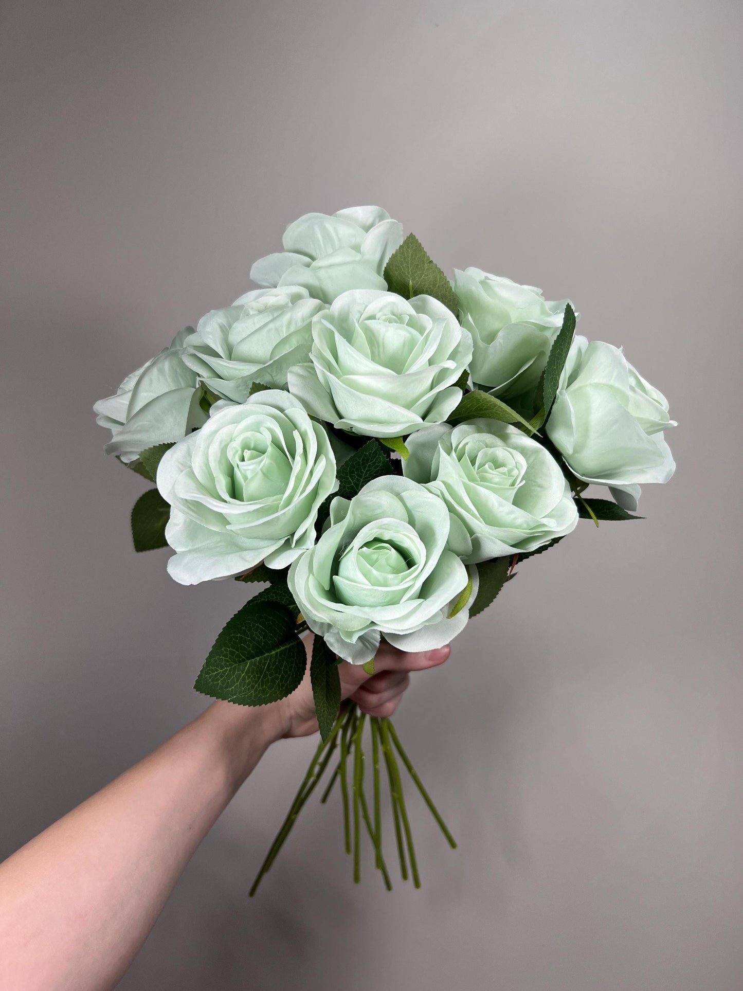 Teal Sea Glass Beach Mint Rose Artificial Flower Heads On Stem Light Teal Aqua Mist Ocean Breeze Coastal Blue Ocean Sage Green Seafoam Craft