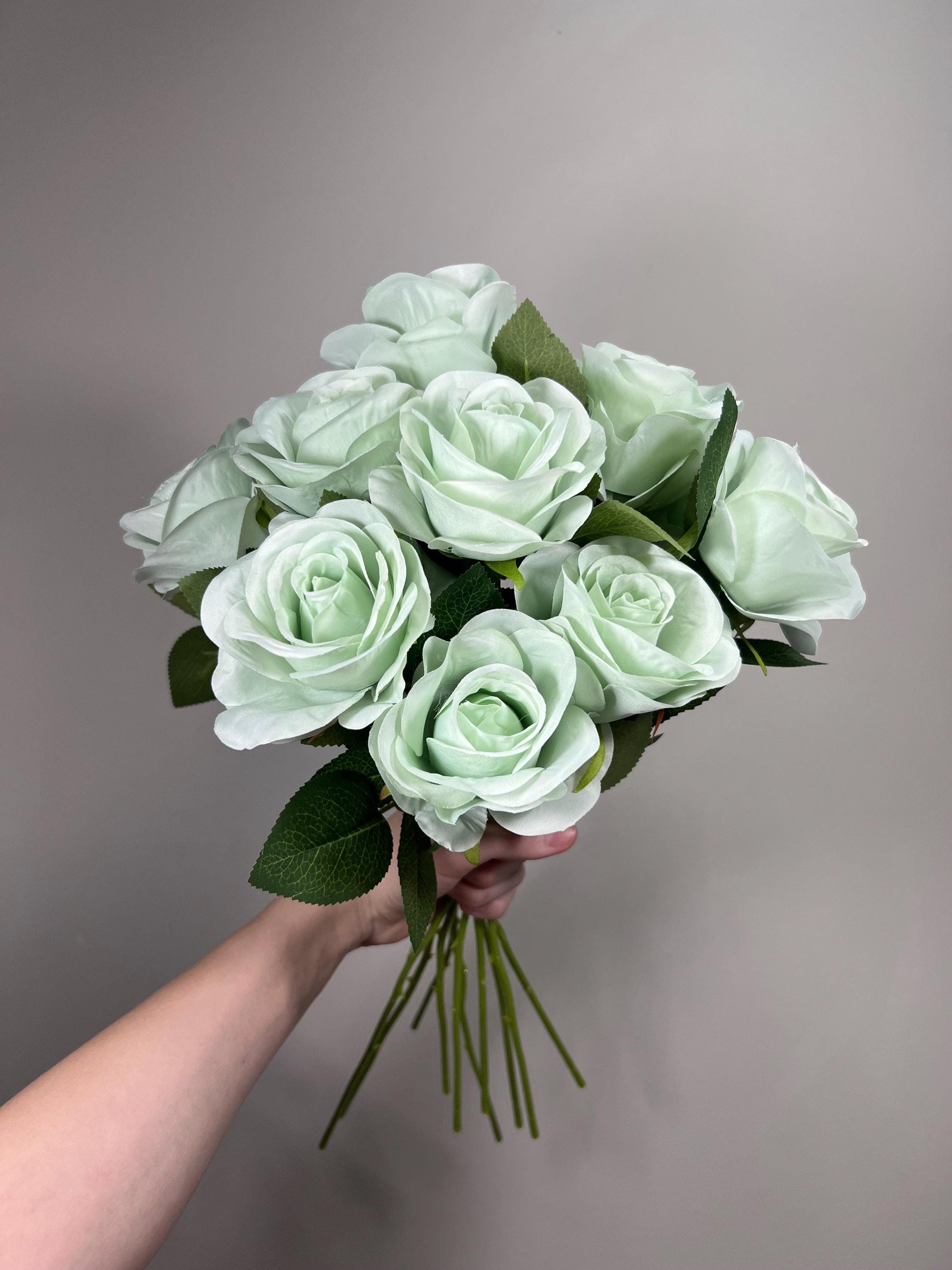 Teal Sea Glass Beach Mint Rose Artificial Flower Heads On Stem Light Teal Aqua Mist Ocean Breeze Coastal Blue Ocean Sage Green Seafoam Craft