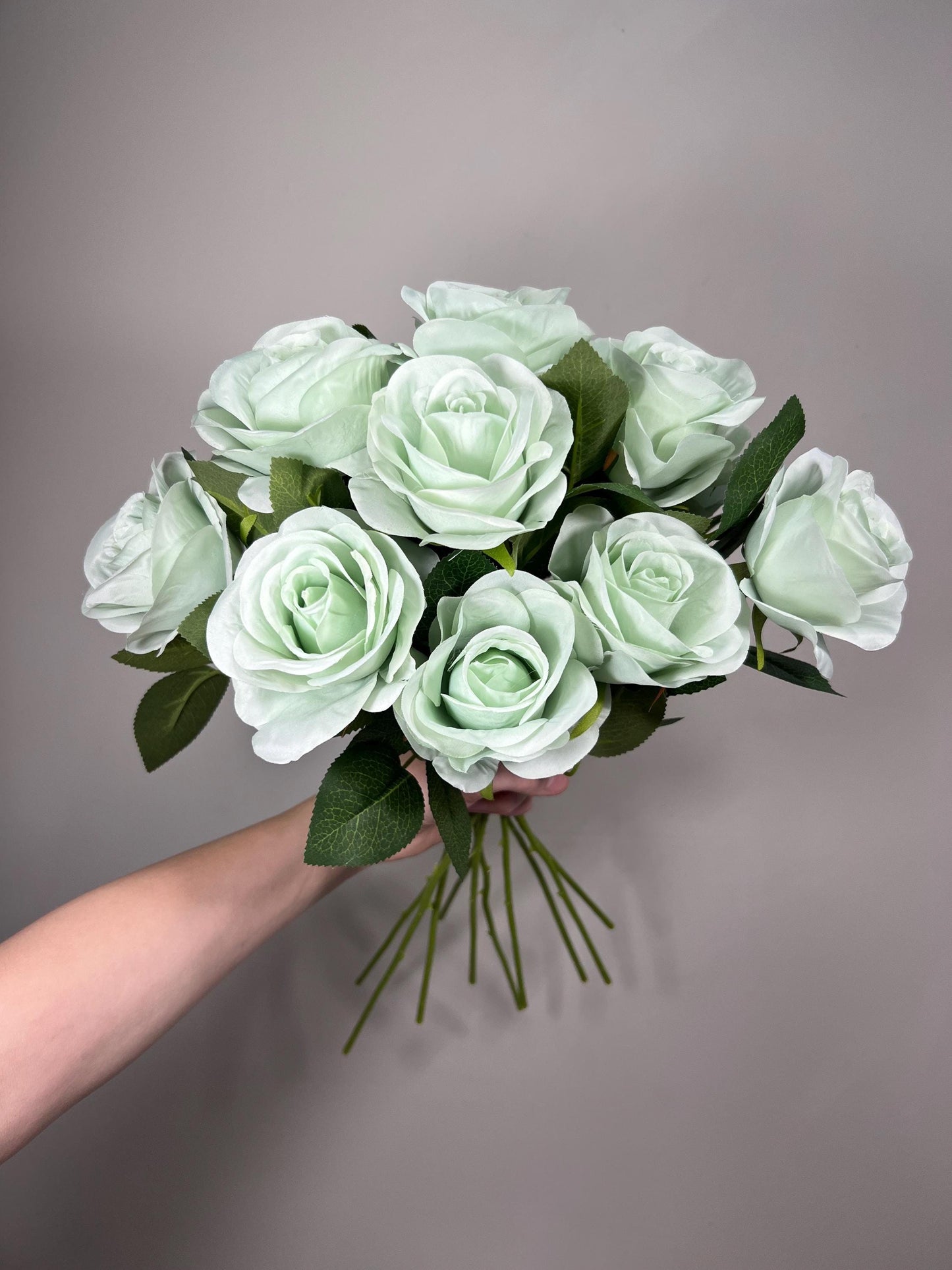 Teal Sea Glass Beach Mint Rose Artificial Flower Heads On Stem Light Teal Aqua Mist Ocean Breeze Coastal Blue Ocean Sage Green Seafoam Craft