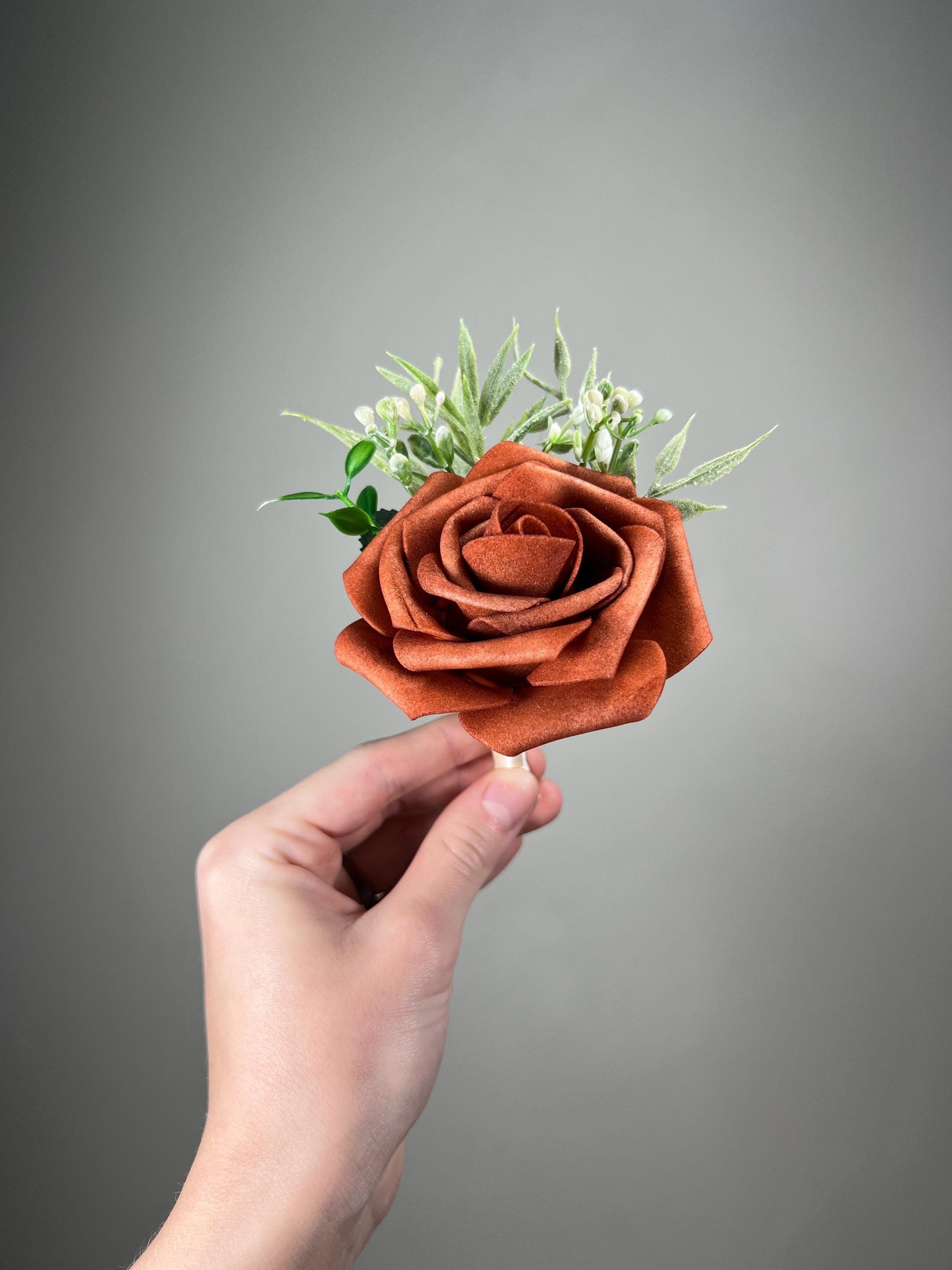 Orange Pocket Boutonniere Wedding Groom Boutonnière Terracotta Square Groomsmen Rust White Pocket Boutonniere Pearl Burnt Orange