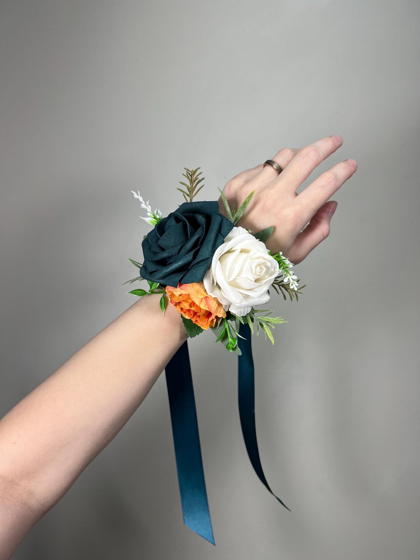 Teal Sage Green Bouquet Wedding White Dusty Teal Blue Bouquet Bridesmaids Dusty Sage Green Greenery Terracotta Ivory Teal Artiticial Flower