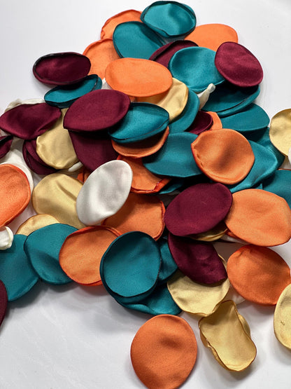 Teal Orange Burgundy Petals Wedding Decor Flower Girl Rose Petals Teal Blue Terracotta Wine Red Wedding Aisle Decor Flower Rust Confett