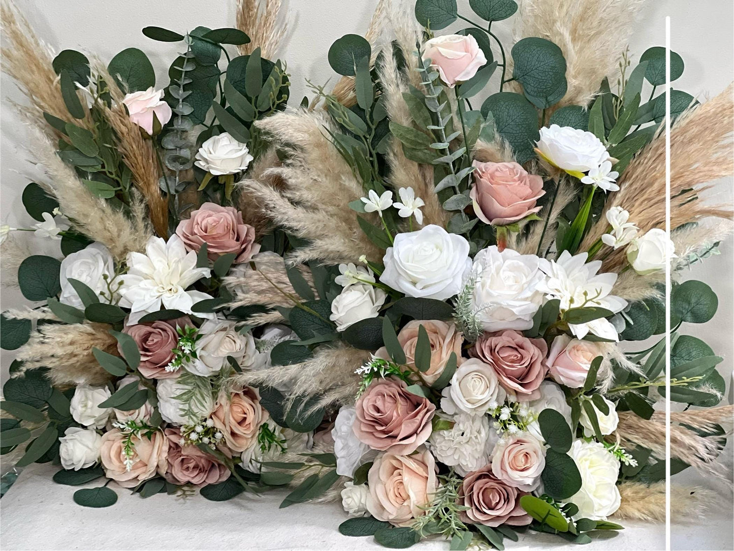 Wedding Aisle Marker Flower Floor Arrangement Whiskey Barrel Décor Pink White Dusty Rose Ground Arch