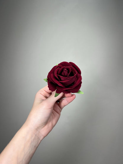 Burgundy Rose Head 2" Wedding Decor Velvet Burgundy Rose Small Maroon Wedding DIY Craft Supplies Silk Rose Head Wine Red Dark Artificial