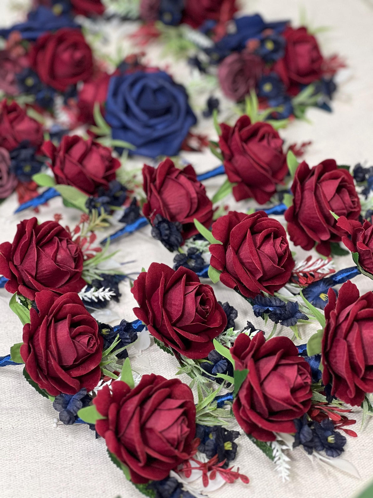 Burgundy Navy Wedding Bouquet With White Roses And Greenery Reddit