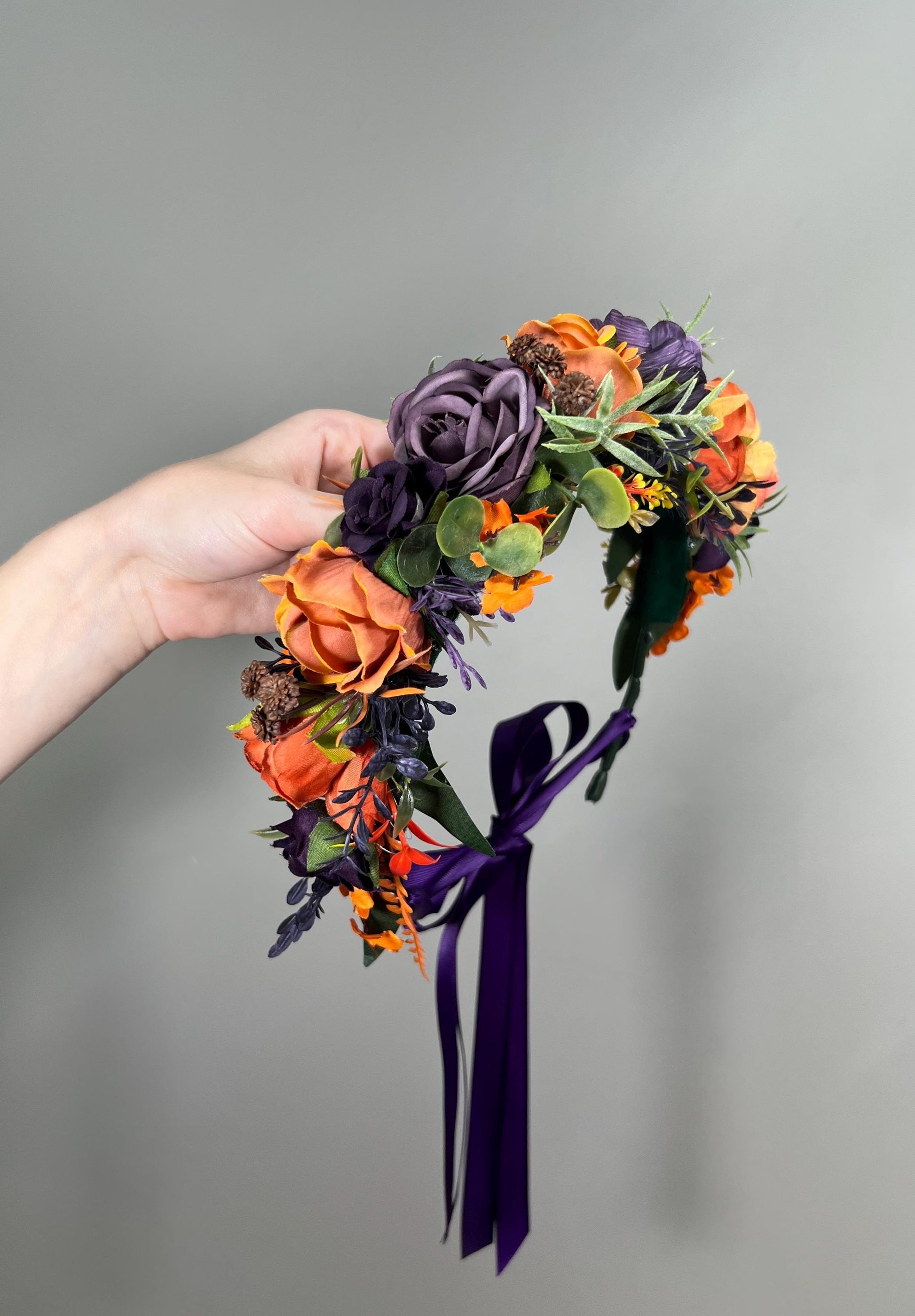 Burnt Orange Purple Bouquet Wedding Fall Plum Bridal Bouquet Terracotta Deep Purple Bouquet Bridesmaids Rust Sunset Artificial Flowers