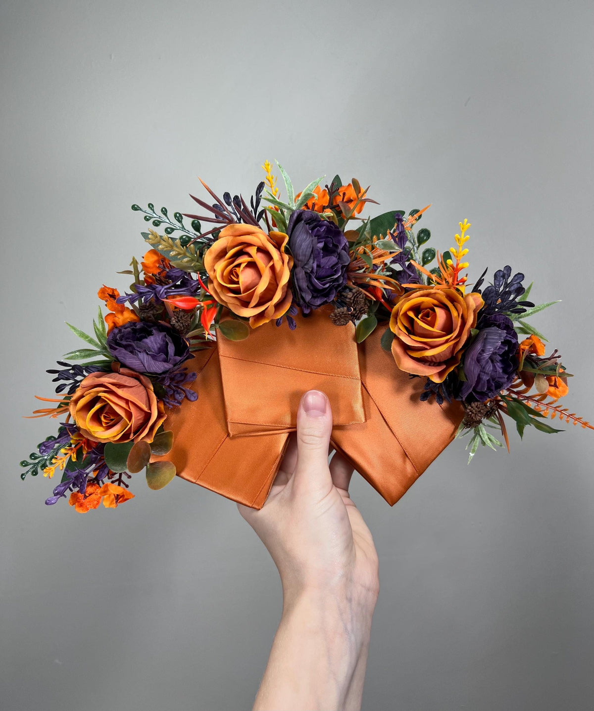 Purple Orange Hair Comb, Wedding Plum Burnt Orange Hair Accessories, Bridal Bridesmaids Hair Piece, Decorative Comb Terracotta Dark Purple