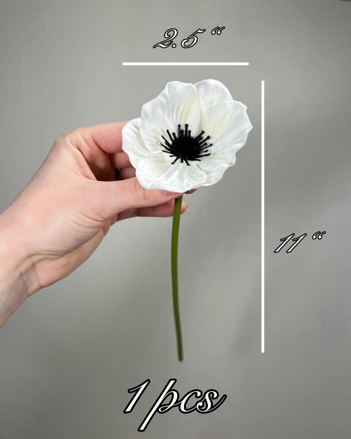 Anemone Artificial Flower Wedding Anemone White Flower Heads with Stems Anemone White Flower Wedding Supply Anemone Flowers Poppy Real Touch