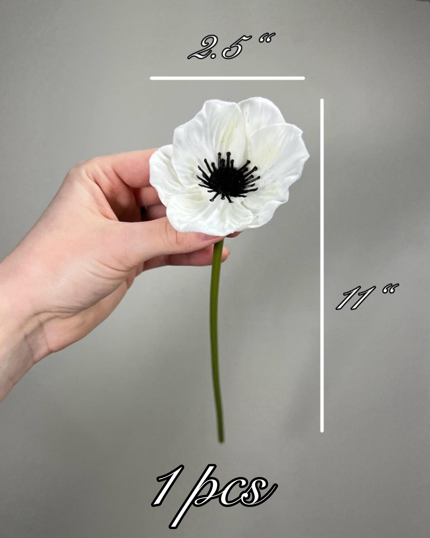 Anemone Artificial Flower Wedding Anemone White Flower Heads with Stems Anemone White Flower Wedding Supply Anemone Flowers Poppy Real Touch