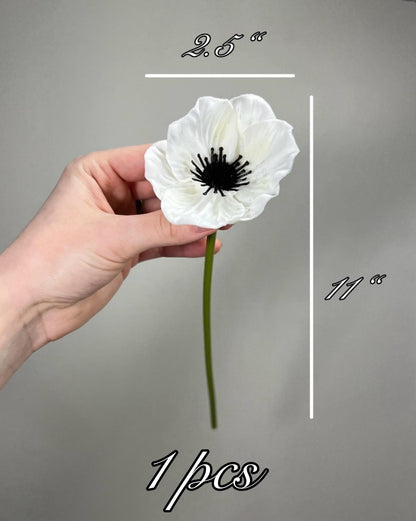 Anemone Artificial Flower Wedding Anemone White Flower Heads with Stems Anemone White Flower Wedding Supply Anemone Flowers Poppy Real Touch