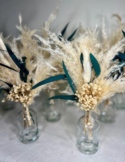 Centerpiece Boho Mini Wedding Dried Bouquet Eucalyptus Baby Breath Ivory Wedding Small Centerpiece Beige Pampas Grass Bunny Tails White