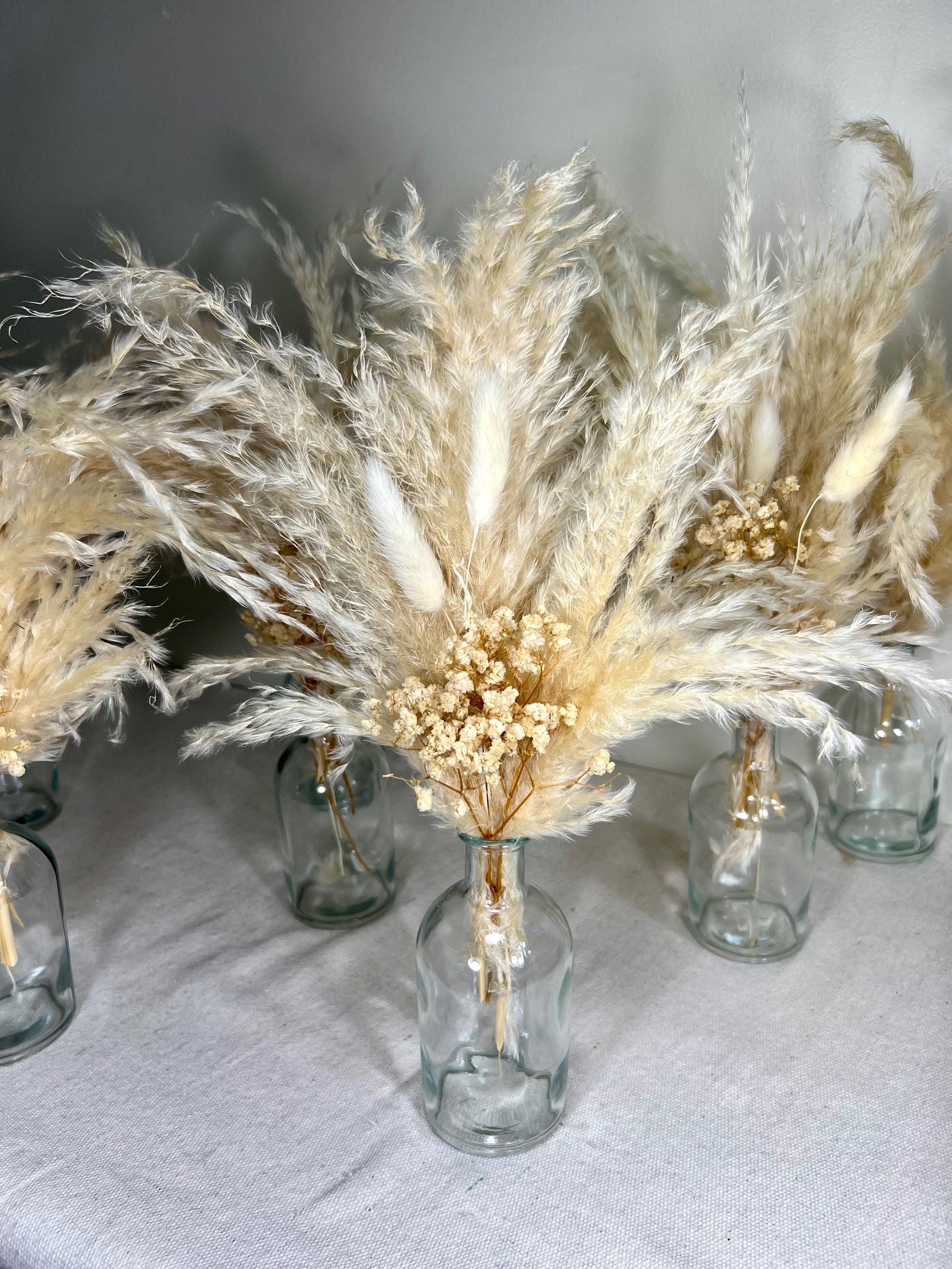 Centerpiece Boho Mini Wedding Dried Bouquet Eucalyptus Baby Breath Ivory Wedding Small Centerpiece Beige Pampas Grass Bunny Tails White