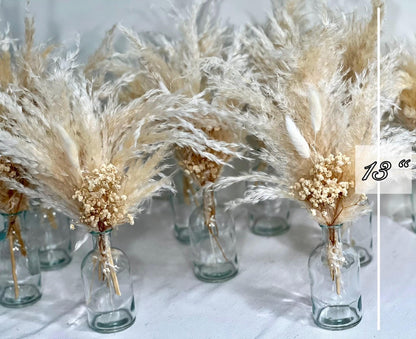 Centerpiece Boho Mini Wedding Dried Bouquet Eucalyptus Baby Breath Ivory Wedding Small Centerpiece Beige Pampas Grass Bunny Tails White
