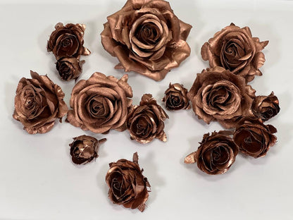 Silver Flower Heads Wedding Metalliac Silver Artiticial Flowers Roses Craft Supplies DIY Bouquet Platinum Rose Flower Metallic Gray