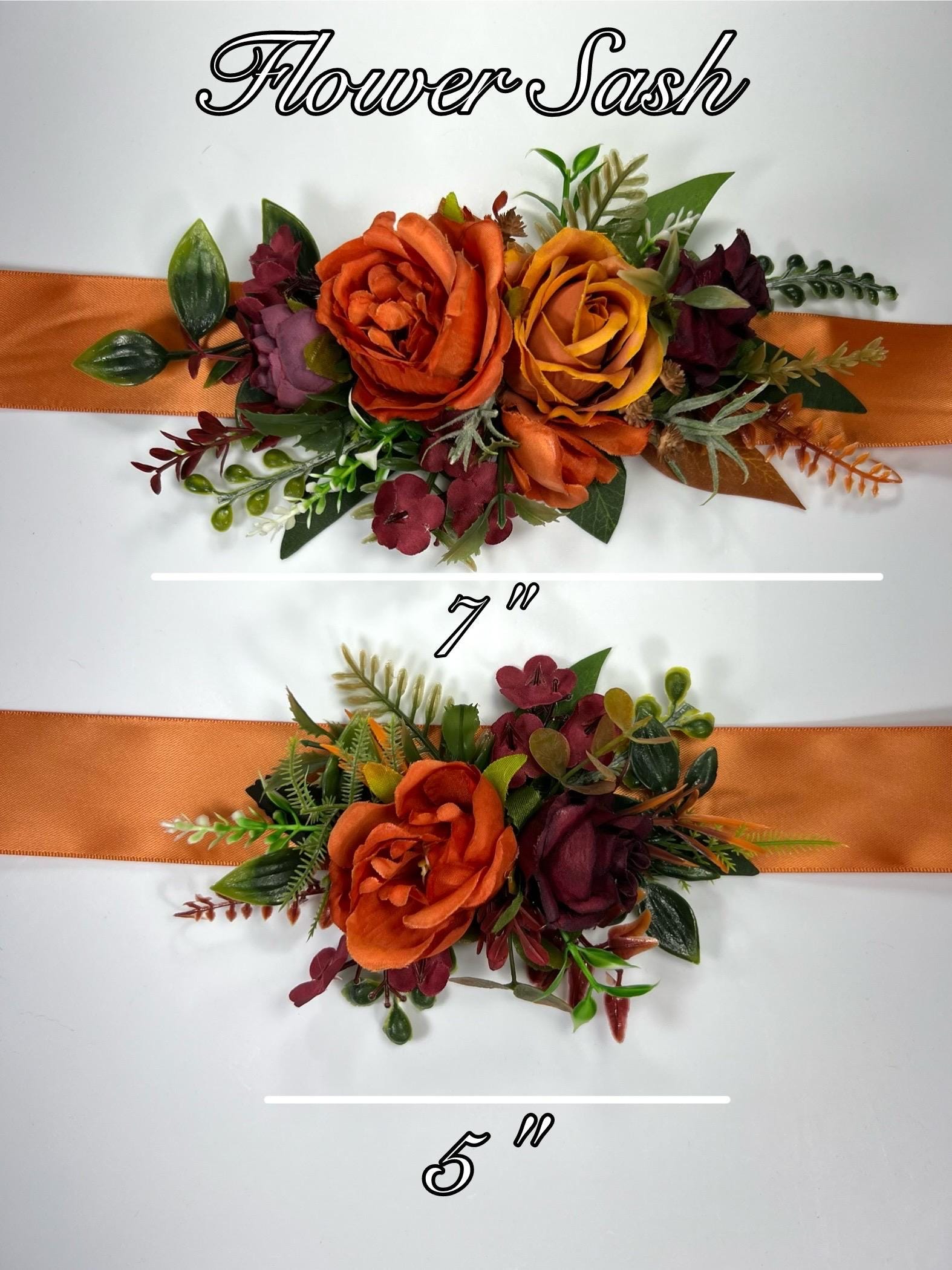 Flower Belt Orange Burgundy Flower Girl Sash Terracotta Wine Red Wedding Rustic Burnt Orange Artificial Flower Bridesmaids Sash Bridal Dress