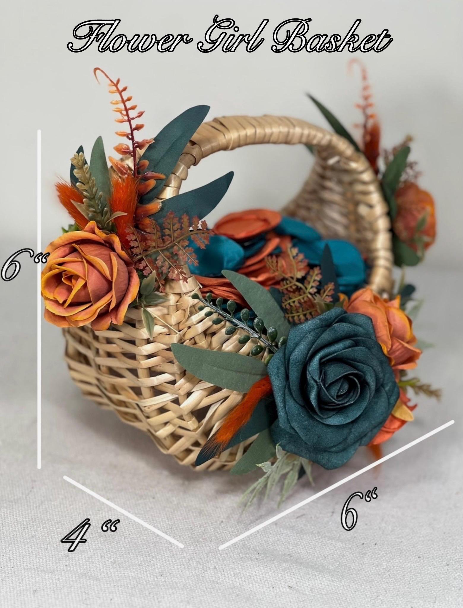 Dark Teal Bouquet Wedding Bridal Terracotta Bridesmaids Orange Bouquet Dark Teal Rust Artificial Flowers Teal Burnt Orange Pampas Grass