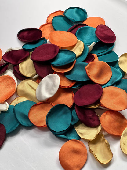 Teal Orange Burgundy Petals Wedding Decor Flower Girl Rose Petals Teal Blue Terracotta Wine Red Wedding Aisle Decor Flower Rust Confett