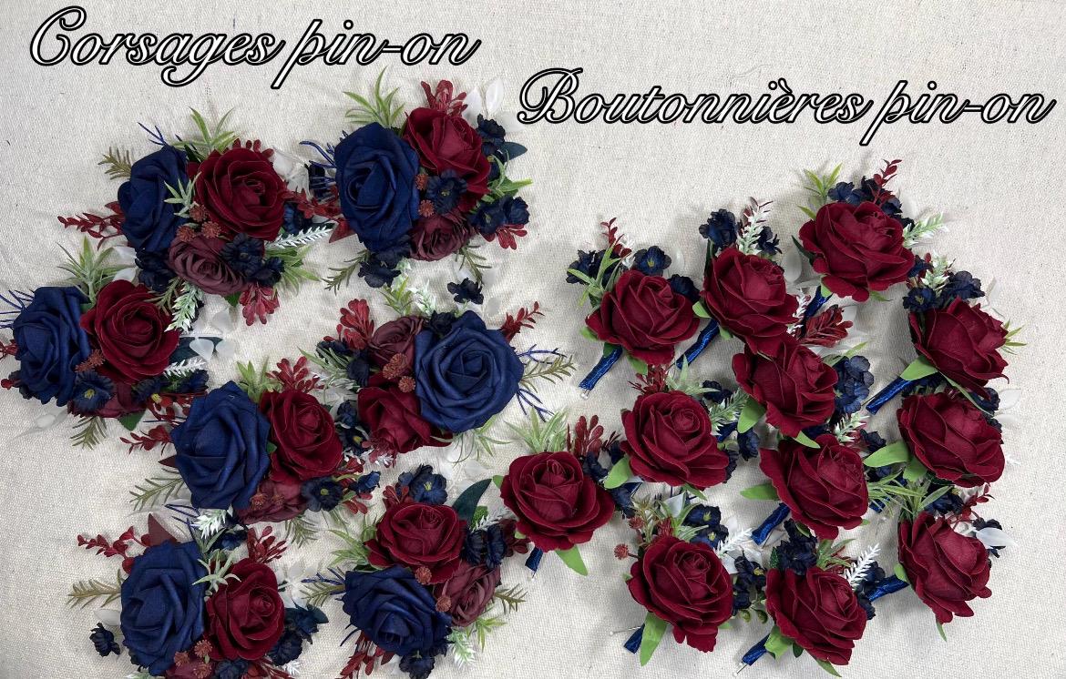 Burgundy & Navy Wedding Bridal Bouquet with Gold Accents Silk and Velvet Flowers