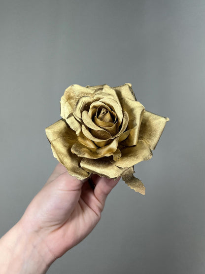 Silver Flower Heads Wedding Metalliac Silver Artiticial Flowers Roses Craft Supplies DIY Bouquet Platinum Rose Flower Metallic Gray