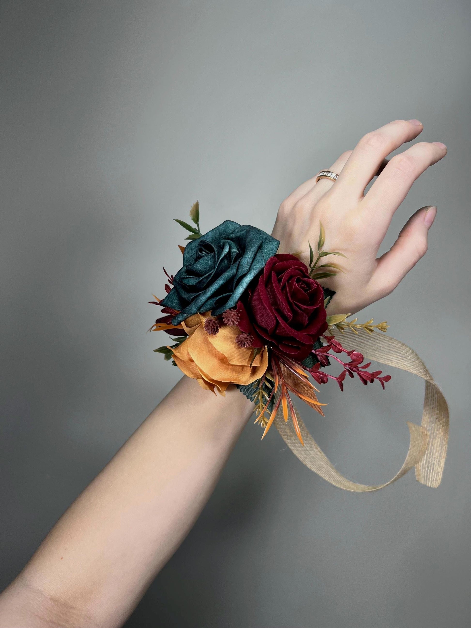 Wedding Dark Teal Bouquet Bridal Rust Terracotta Bridesmaids Burgundy Burnt Orange Bouquet Teal Terracotta Artificial Flowers Bouquet