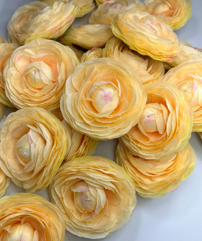 Coral Ranunculus Flower Heads Wedding Sunset Flowers Artificial DIY Craft Supplies Bouquet Flame Rununculus Heads Faux Decor Silk Flowers