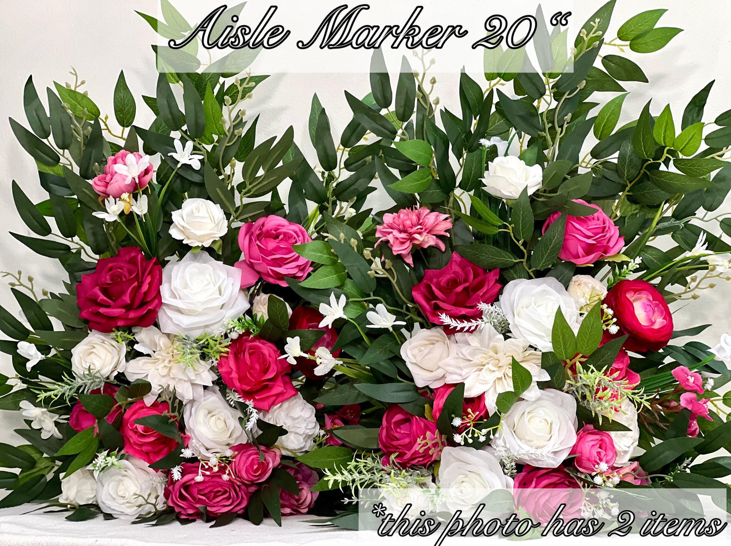 Hot Pink Bouquet Wedding Bridal Fuchsia Bouquet Bridesmaids Hot Pink Peony Deep Pink Neon Bouquet White Artificial Flower Wild Flower Summer