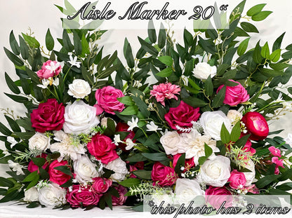 Hot Pink White Bouquet Wedding Bridal Fuchsia Ivory Bridesmaids Bouquet Magenta Ranunculus Pink Baby Breath Eucalyptus Artificial Flowers