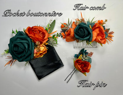 Dark Teal Corsage Wedding Teal Corsage Mom Corsage Deep Teal Rust Terracotta Corsage Burnt Orange Artificial Flowers Reddit
