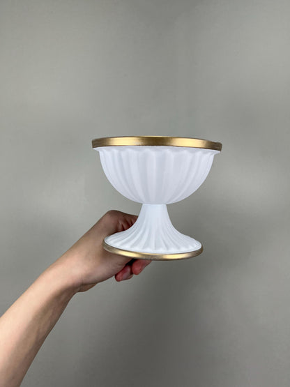 White Vase for Centerpiece Wedding Gold Vase Compote Metal Small Vase Flower Centerpiece Pedestal Vase Wedding Home Decor Gold Bowl Vase