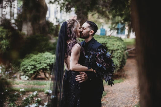 Black Dark Purple Bouquet Wedding Bridal Cascading Gothic Bouquet Black Plum Cascade Bridesmaids Bouquet Peony Eggplant Artificial Flowers