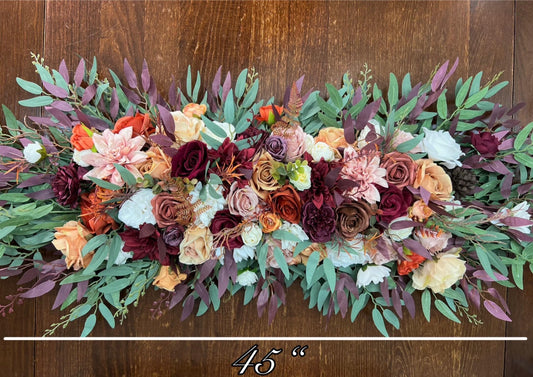 Centerpiece Burgundy Orange Dusty Rose Wedding Sweetheart Terracotta Wine Red Brown Eucalyptus Artificial Flowers Table Decor Rust Maroon