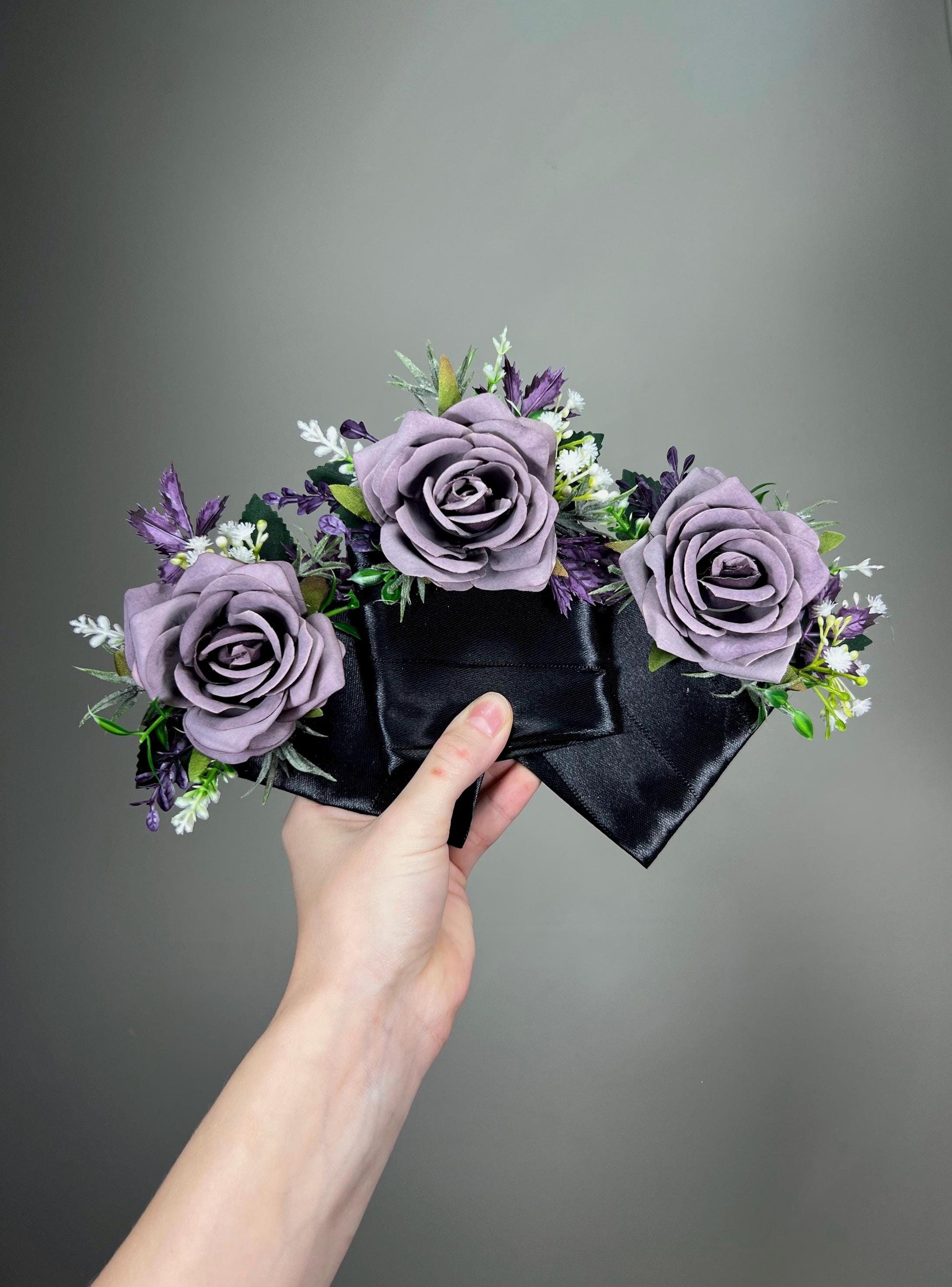 Plum Pocket Boutonniere Wedding Dusty Purple Groom Square Boutonniere Groomsmen Dark Purple Greenery Baby Breath Artificial Flowers