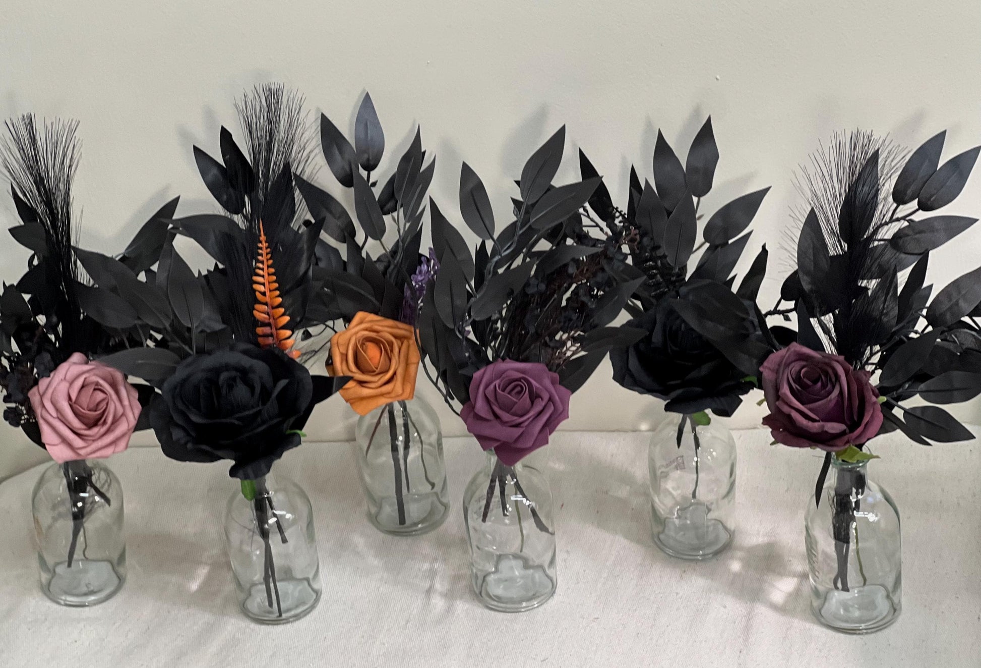 Black Orange Bouquet Wedding Dark Purple Bridal Black Bouquet Bridesmaids Plum Burnt Orange Black Gothic Bouquet Rust Artificial Flower