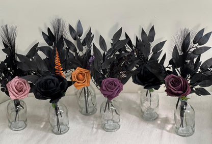 Black Orange Bouquet Wedding Dark Purple Bridal Black Bouquet Bridesmaids Plum Burnt Orange Black Gothic Bouquet Rust Artificial Flower